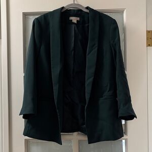 Elegant Dark Green Women's 3/4 sleeves Blazer with pockets